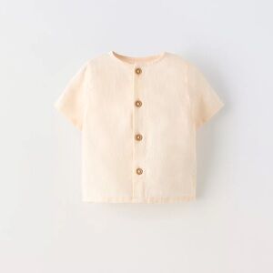 NWT Zara 3-6m linen button up short sleeve shirt peach